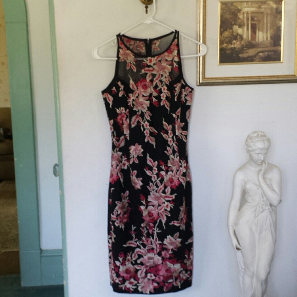 WHBM NWOT Black Embroidered Dress